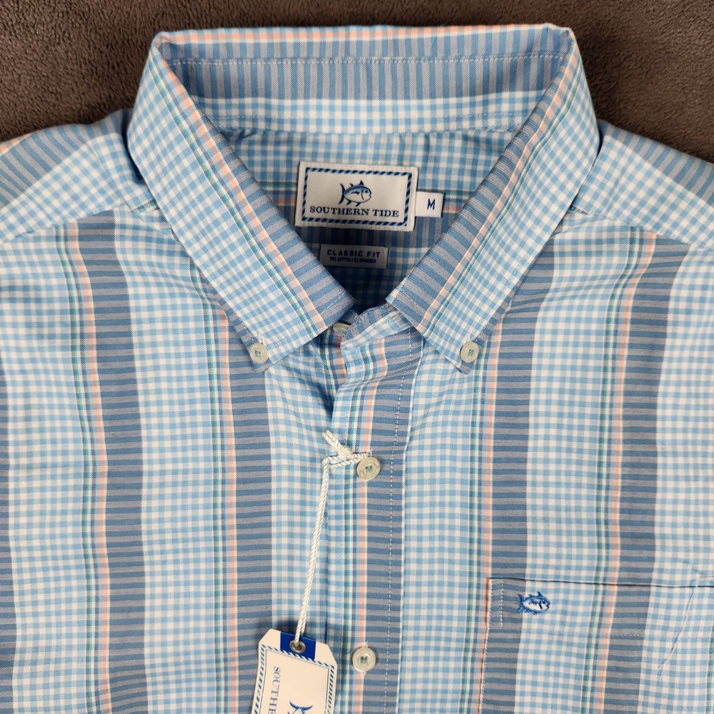 Southern Tide Shirt Mens Medium Blue Ocean Channel Classic Fit Button‎ 4481 NEW